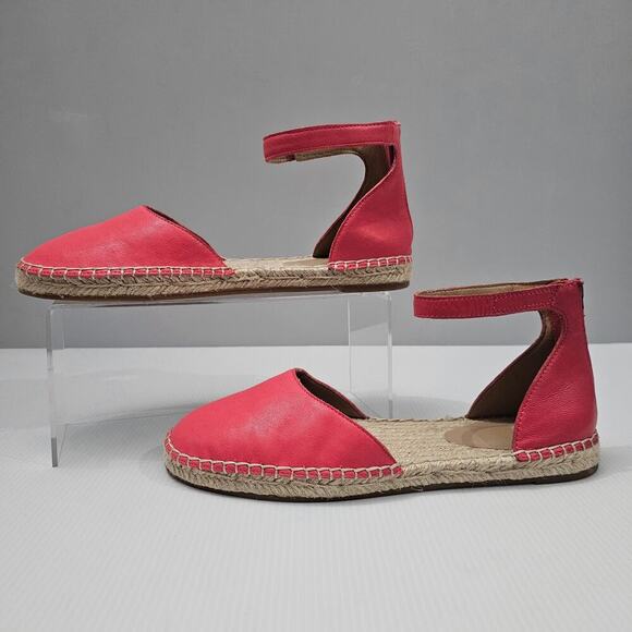 NEW Eileen Fisher Lala Espadrille Flat Watermelon Red Pink Leather Jute Size 8.5 - Picture 2 of 14